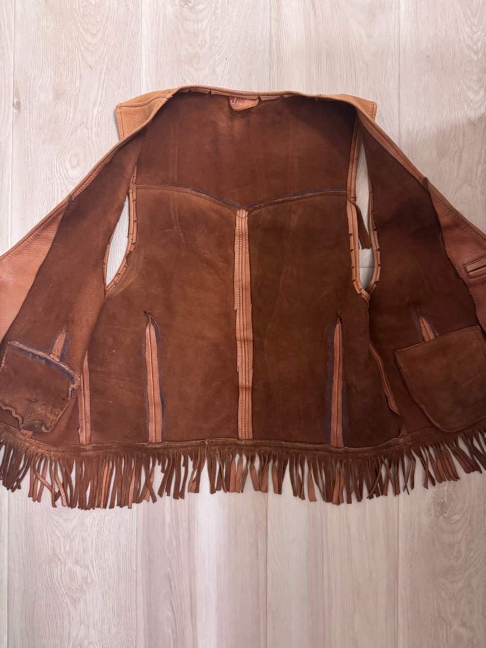 VTG Jimbo Handmade Genuine Leather Fringe Vest - Western Boho Cowgirl Festival - Picture 4 of 6